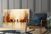 City Silhouette glass print enhancing a den with statement gravity