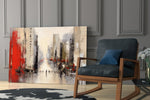 City Silhouette glass print enhancing a den with statement gravity