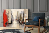 City Silhouette glass print enhancing a den with statement gravity