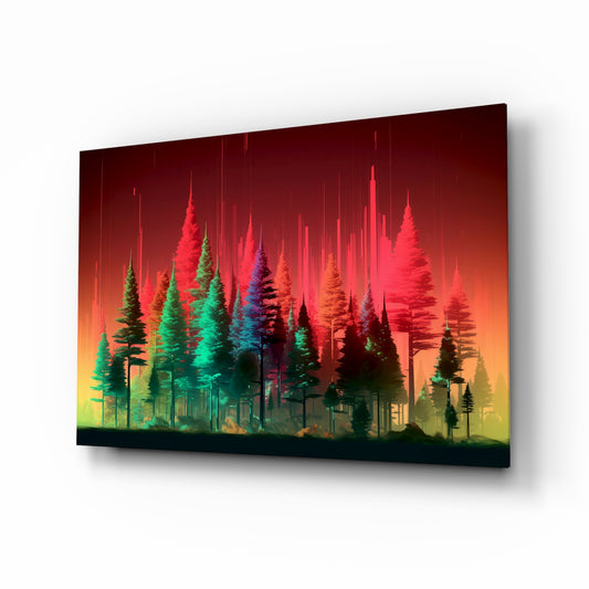 Forest of Colors glass wall art displayed above a desk in a teen room