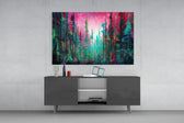 Forest of Colors panel catching lamp light to reveal its cinematic glow
