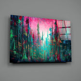 Oil-neon panel bringing cinematic glow to a creative office