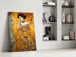 Klimt Style glass print enhancing a den with statement glamour