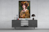 Klimt Style panel catching lamp light to reveal its painterly depth