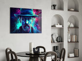 Heisenberg panel adding editorial drama to a hallway