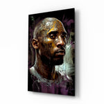 Kobe glass wall art displayed above a leather sofa in a man cave