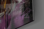 Basketball-legend artwork anchoring a wall with violet-and-gold palette