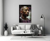 Kobe close-up showing bald head and gold paint veining