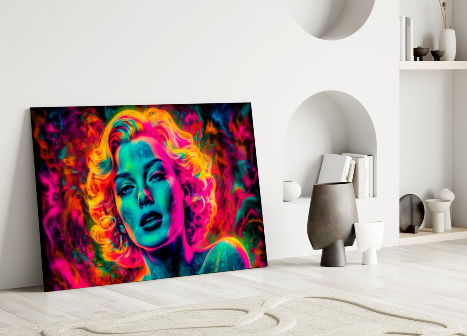 Girl in Fire Glass Wall Art || Designer Collection.