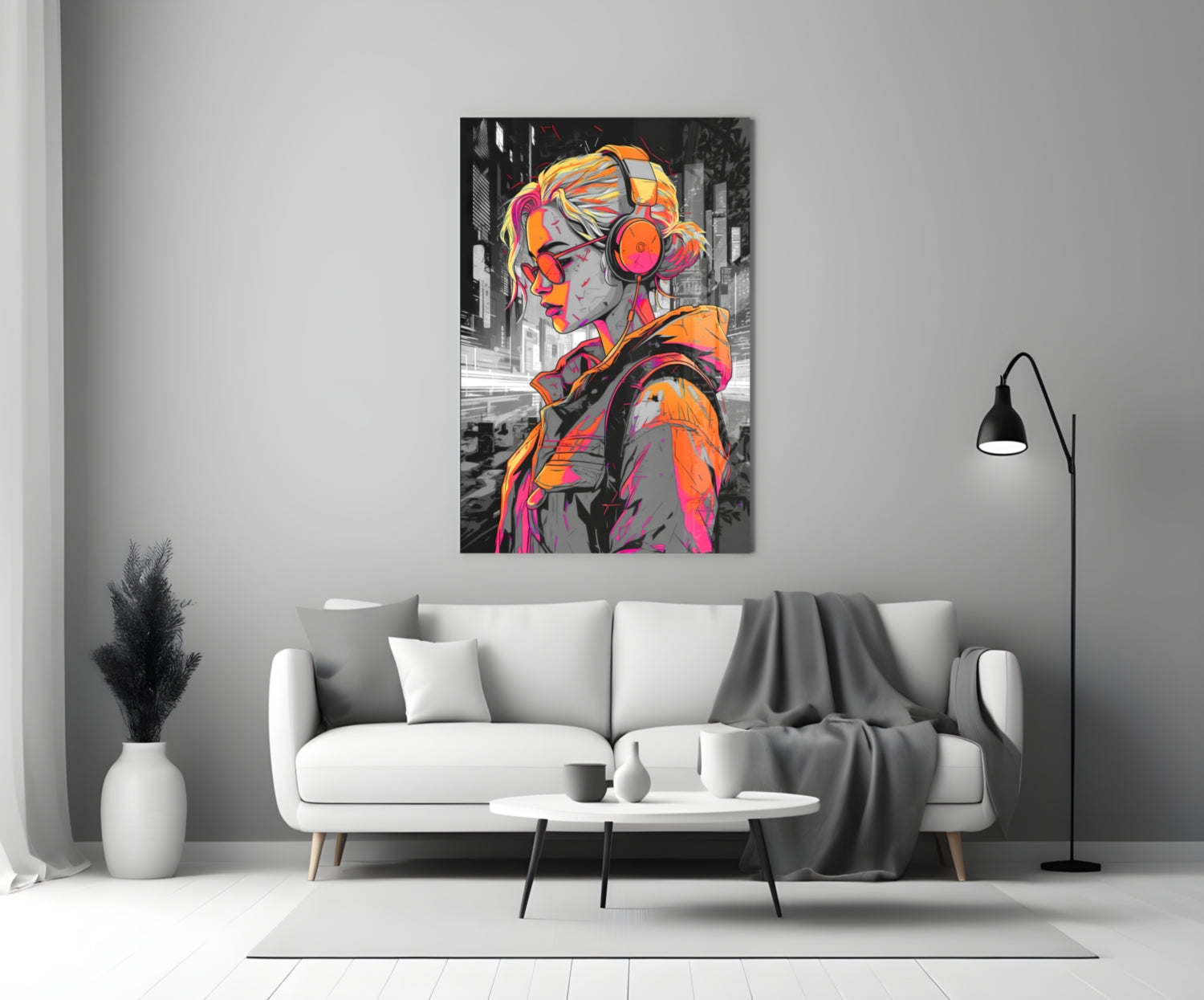 Music Girl Glass Wall Art || Designer Collection.
