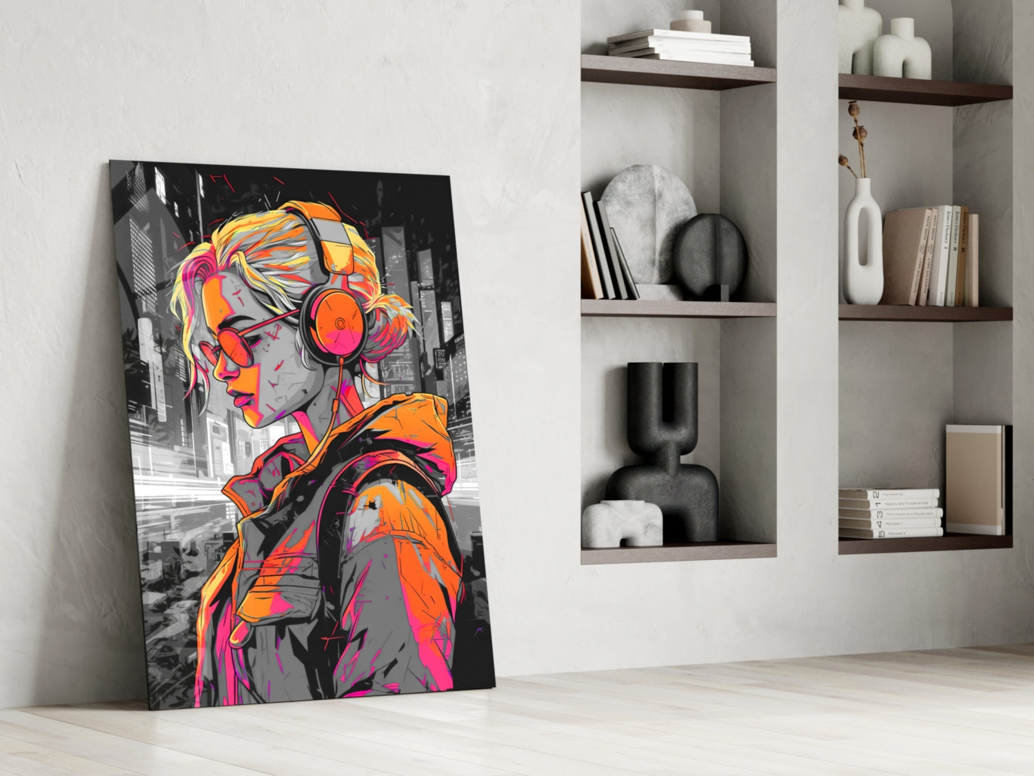 Music Girl Glass Wall Art || Designer Collection.
