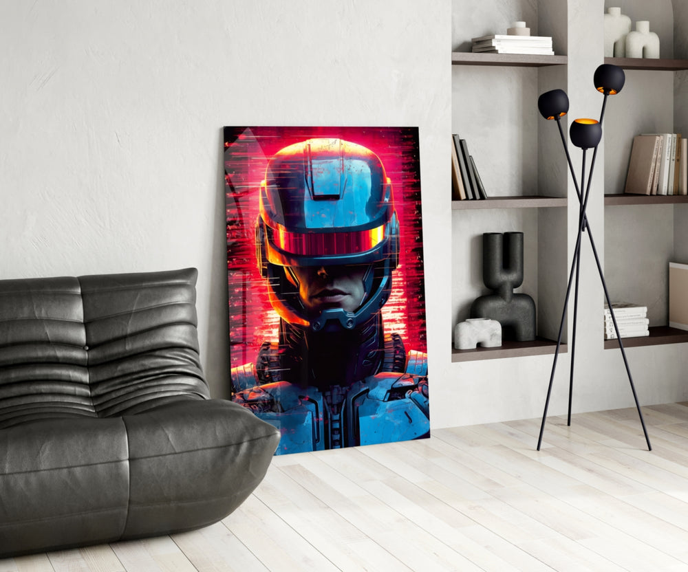 RoboCop panel adding editorial drama to a hallway
