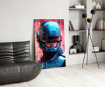 Robocop panel adding editorial drama to a hallway