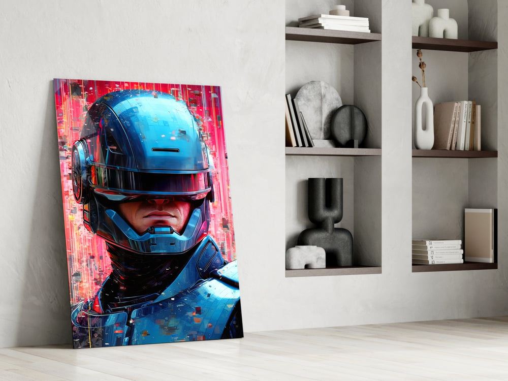 Robocop glass print enhancing a den with statement firepower