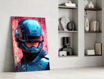 Robocop glass print enhancing a den with statement firepower