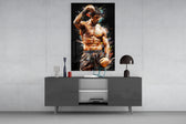 Fighter panel catching lamp light to reveal its painterly grit