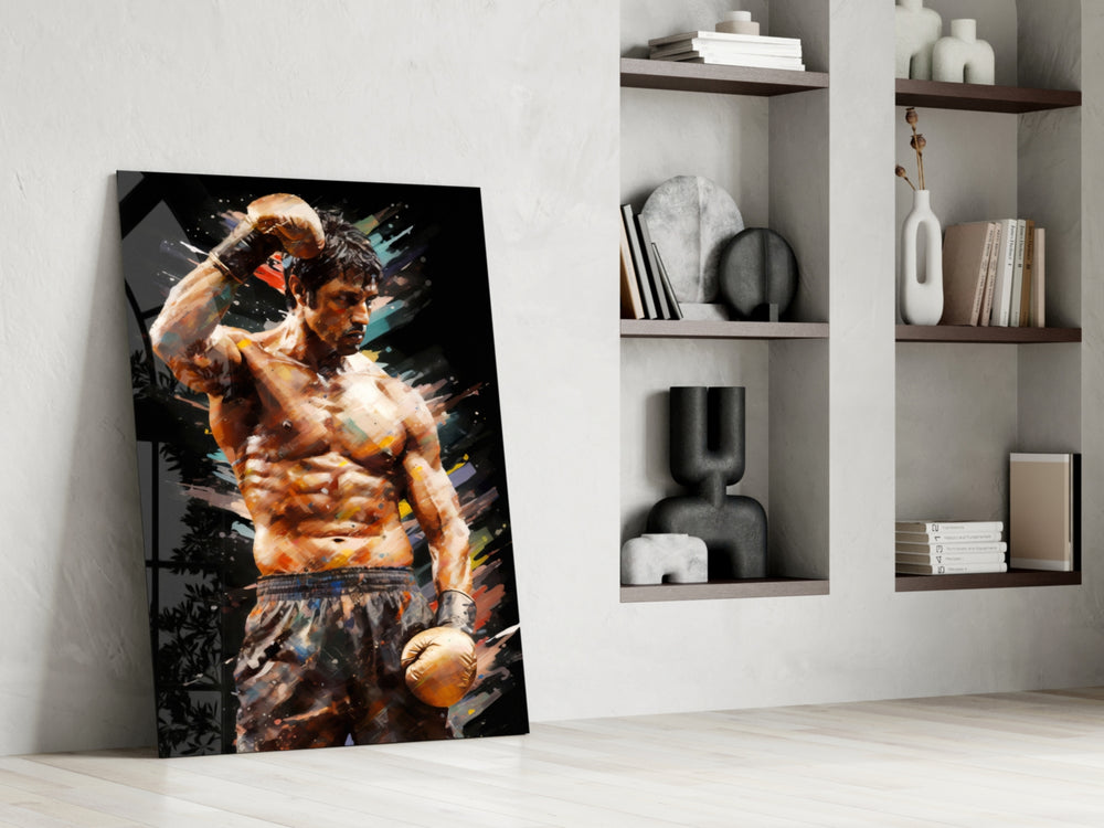 Fighter glass print enhancing a den with statement firepower