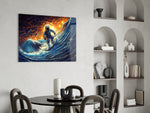 Surfing in Space panel adding editorial drama to a hallway