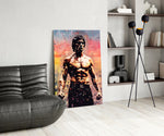 Lee glass print enhancing a den with martial-arts firepower