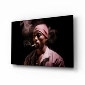 Cinematic-portrait panel bringing moody glow to a music room