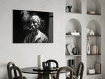 Tupac glass print enhancing a den with hip-hop firepower