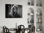 Tupac glass print enhancing a den with hip-hop firepower