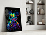 Neon Mouse glass print enhancing a den with neon firepower
