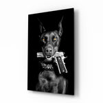Cinematic-portrait panel bringing noir glow to a media room