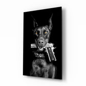 Cinematic-portrait panel bringing noir glow to a media room