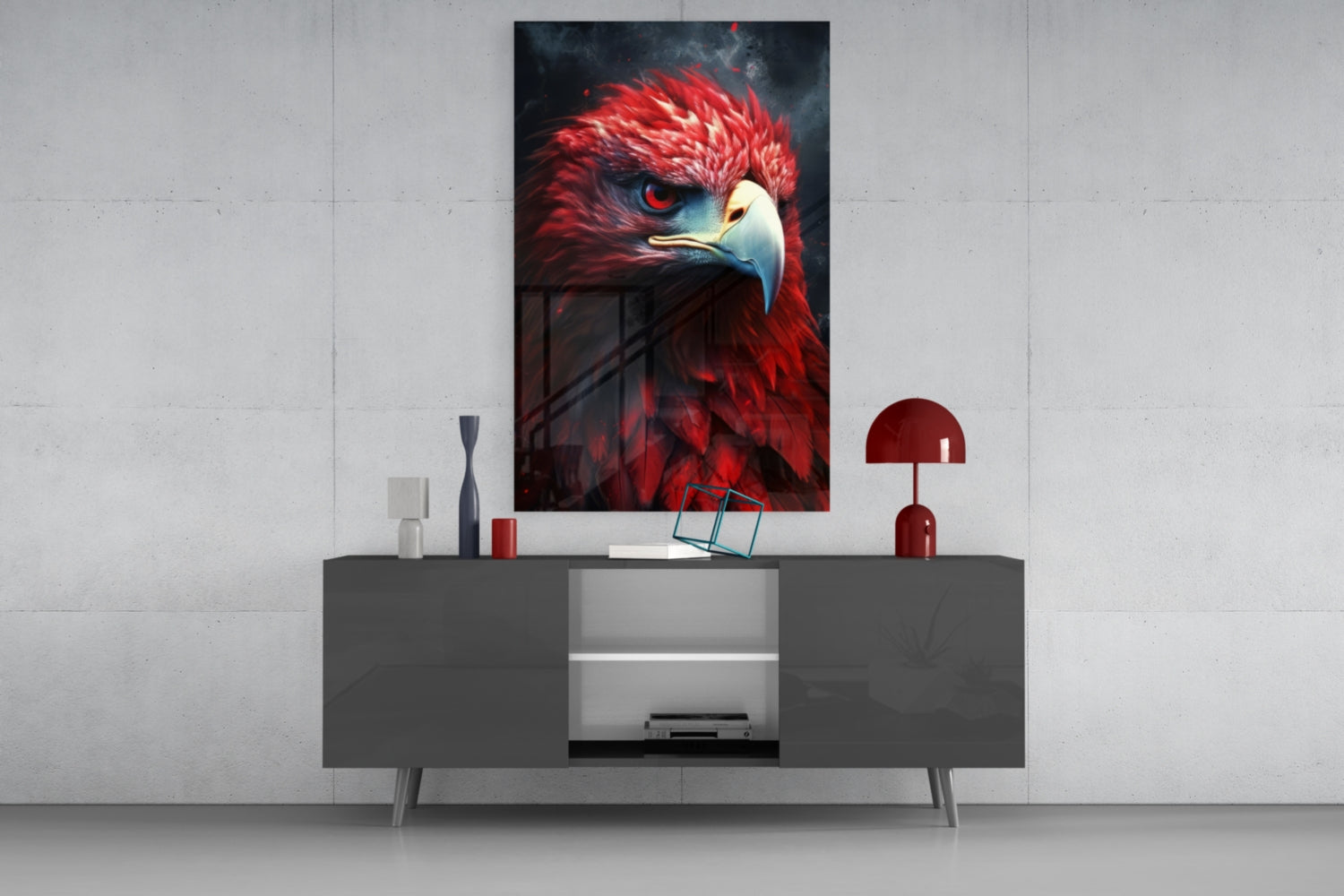 Red Eagle Glass Wall Art|| Designer's Collection.