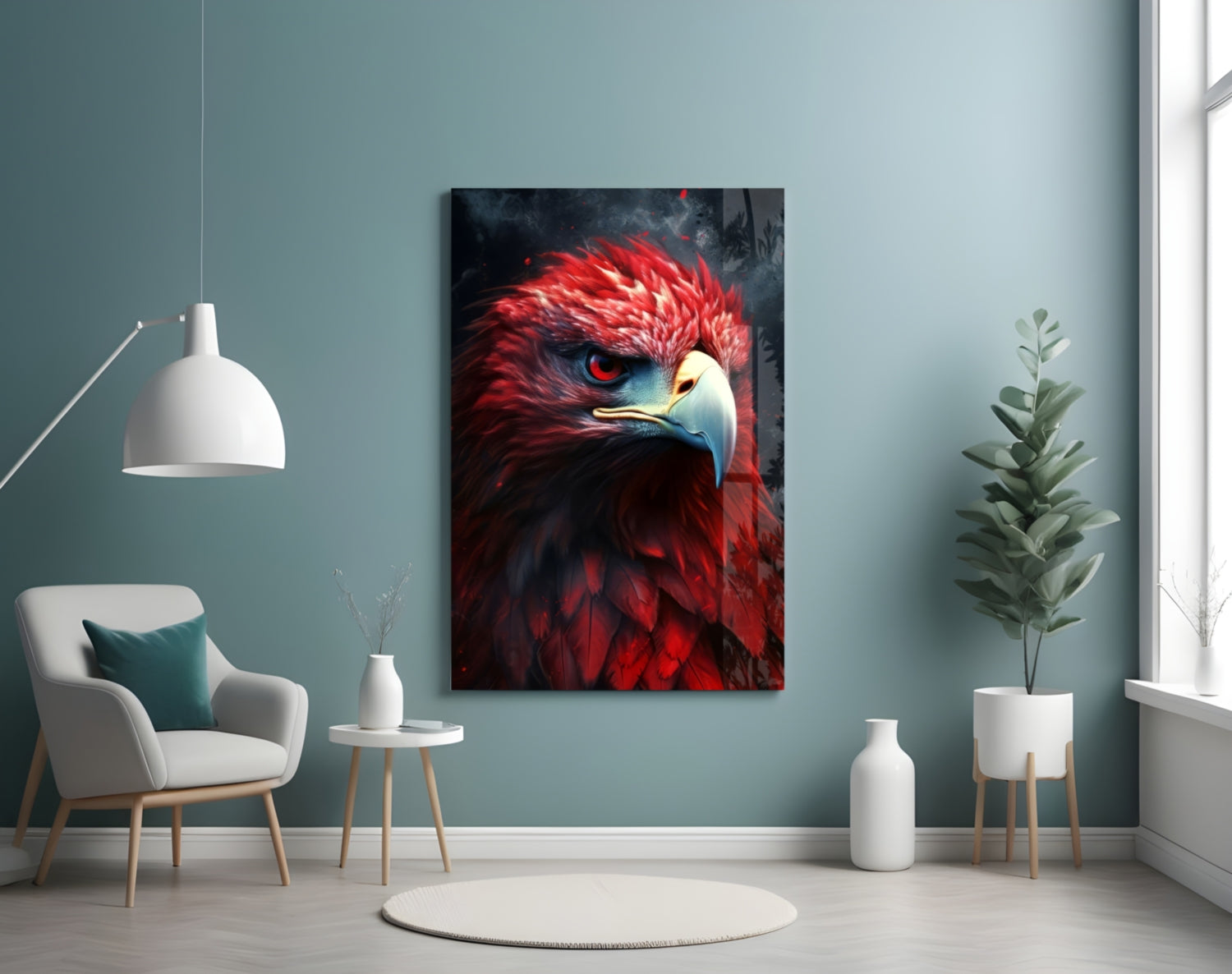 Red Eagle Glass Wall Art|| Designer's Collection.