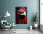 Red Eagle panel adding editorial drama to a hallway