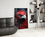 Red Eagle glass print enhancing a den with statement firepower