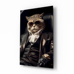 Mafioso-portrait panel bringing dapper glow to a home bar