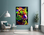 Neon Tiger panel adding psychedelic heat to a hallway