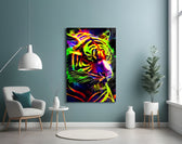 Neon Tiger panel adding psychedelic heat to a hallway