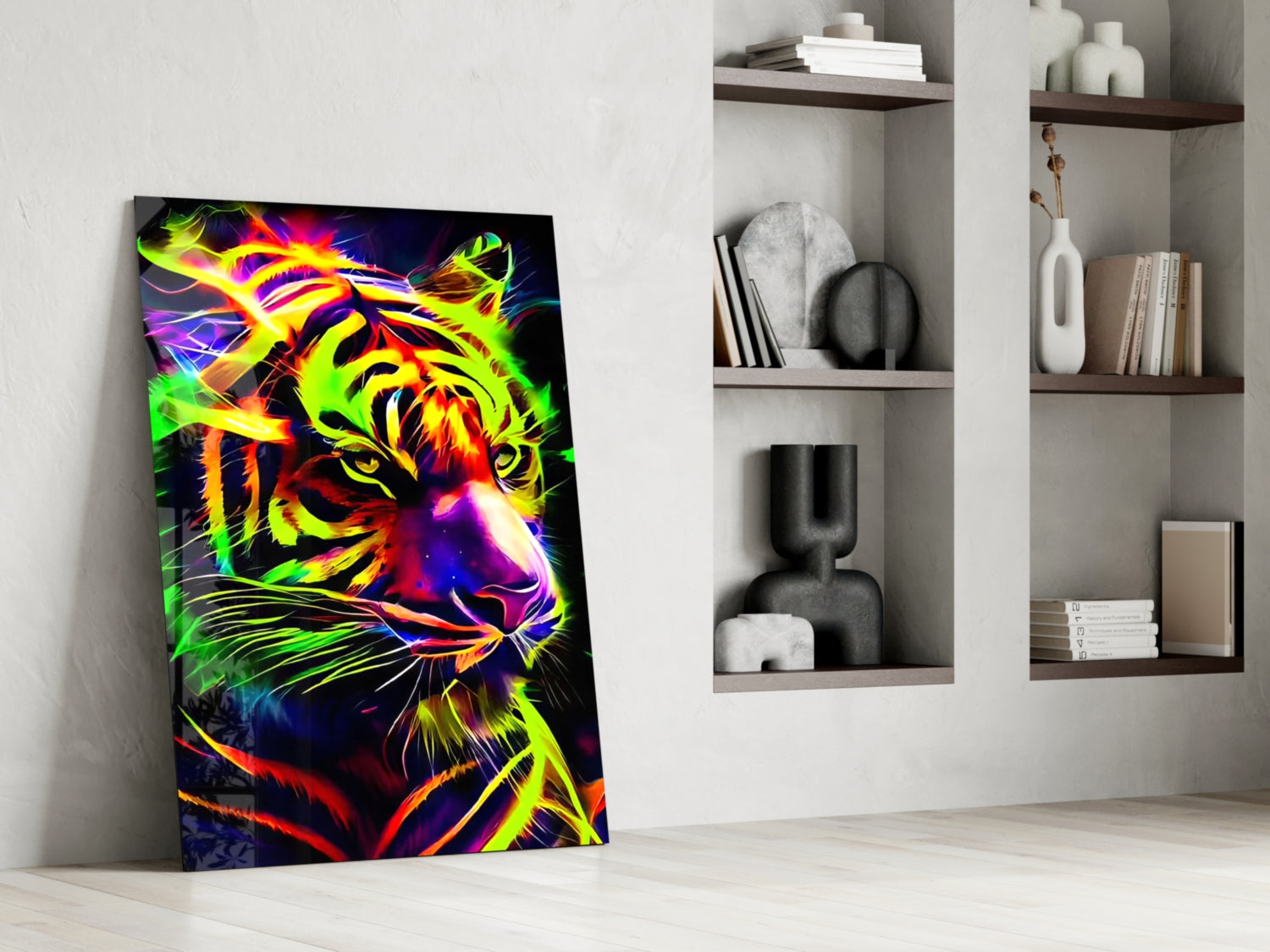 Neon Tiger Glass Wall Art|| Designer's Collection.