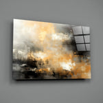 Abstract close-up showing amber sun breaking through charcoal cloud