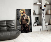 Bulldog in a Suit glass print enhancing a den with quirky firepower