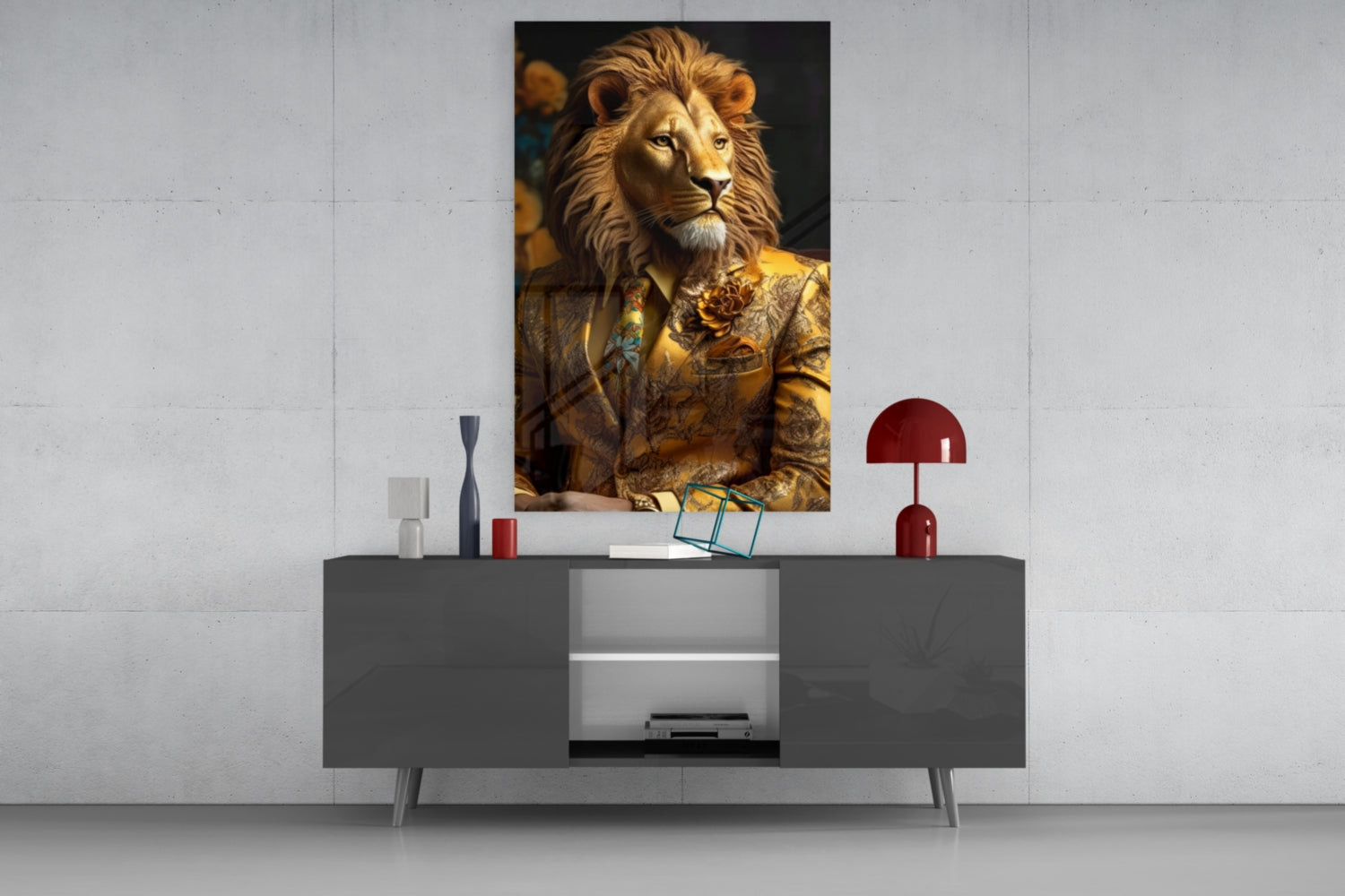 Lion Vogue Glass Wall Art|| Designer's Collection.