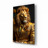 Regal-portrait panel bringing baroque glow to a library