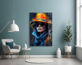 Hat panel adding editorial flair to a hallway