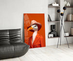 Bird Vogue glass print enhancing a foyer with quirky firepower