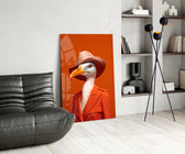 Bird Vogue glass print enhancing a foyer with quirky firepower