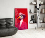 Bird Vogue glass print enhancing a foyer with quirky firepower