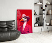 Bird Vogue glass print enhancing a foyer with quirky firepower