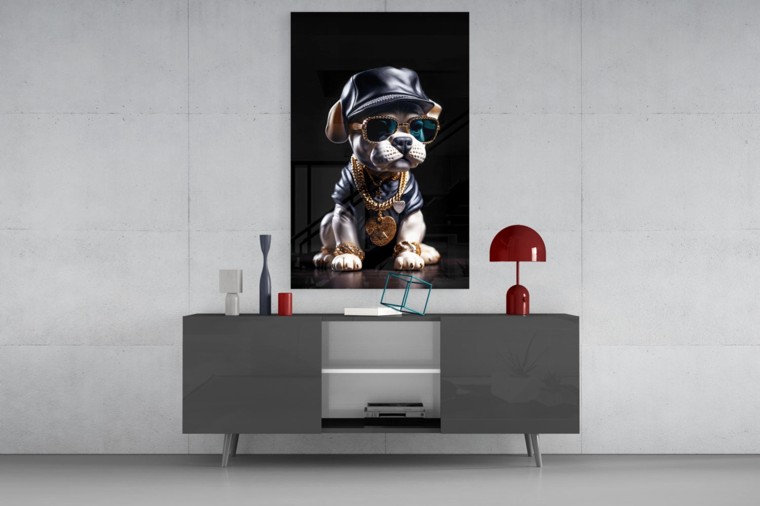 Puppy Vogue Glass Wall Art|| Designer's Collection.
