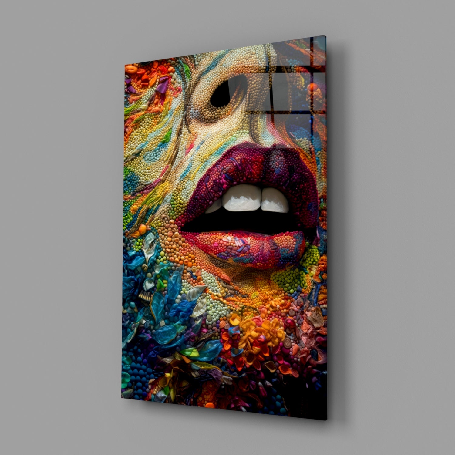 Lips and Flowers Glass Wall Art|| Designer's Collection.
