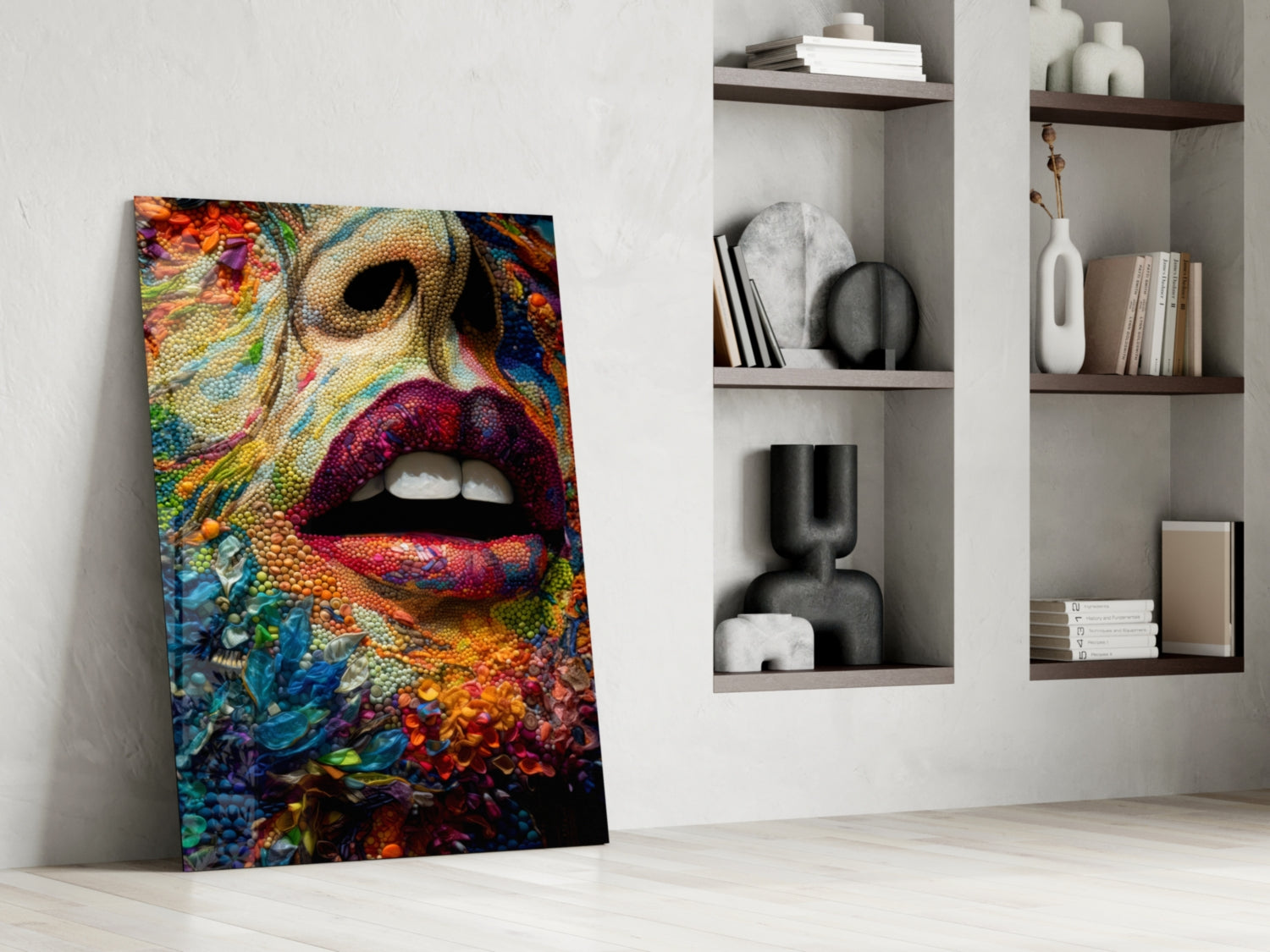 Lips and Flowers Glass Wall Art|| Designer's Collection.