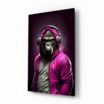 Streetwear-portrait panel bringing magenta glow to a teen den